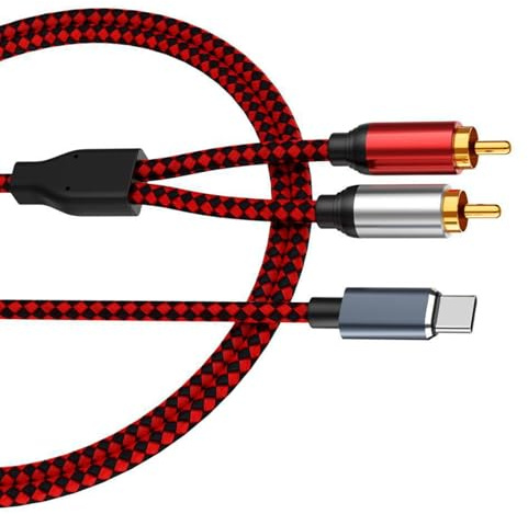 ZIDDAR Cavo audio da USB C a 2 RCA da USB tipo C a 2RCA maschio a Y, adattatore splitter per telefono, tablet, home theater, cavo stereo audio USB C