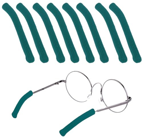GIKPAX 8 cuscinetti auricolari per occhiali, morbidi cuscinetti auricolari in maglia, copri-braccia antiscivolo, punte per aste in cotone per occhiali da sole dietro l'orecchio (verde)