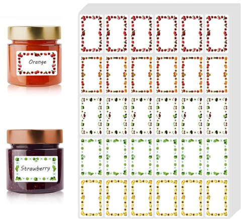 510 Pcs Jam Labels for Jars – Jam Jar Labels Self Adhesive Easy Peel Off, 50 x 30mm Writable Jam Pot Labels, Food Freezer Storage Stickers for Kitchen Bottles & Containers