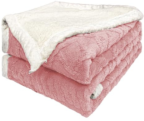 BESCH Manta Sofá Borreguillo Sherpa Invierno 210x230cm - Mantas Polar Doble Capa Extra Suave, Caliente y Gruesa (Rosa)