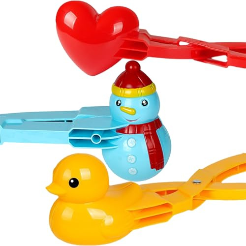 Joygoodta Schneeball-Spielzeug, 3 Stück/Set, Schneemann, Herz, Ente, Schneeball-Maker, niedliche Schneeformen, Winter-Shaper-Formen, lustige Clip-Zange für Outdoor-Spiele, Kampfspiele, Make