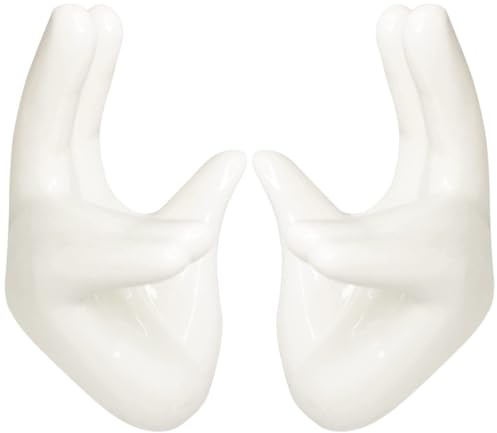 LALADEFIEE Portauovo da Tavolo in Ceramica a Forma di Mano Set da 2 Pezzi Contenitore per Uova Sode e Colazione Espositore Decorativo per Pasqua e Uso Domestico o Ristoranti