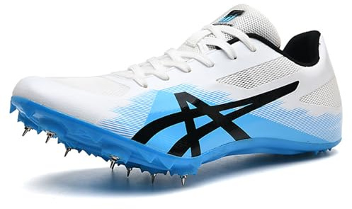 Zapatillas de Atletismo para Hombre, Zapatos 8 Clavos Carreras Malla Transpirables, Zapatos Saltos Y Velocidad Antideslizantes Ligeras,Azul,42 EU