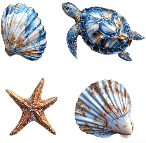 Wanddekor-Set aus Holz, Schildkröte, handgefertigt, Buchsbaum, Meerestier-Kunst, für Kinderzimmer, Badezimmer, Strand, Kinderzimmer, 18 cm (A)