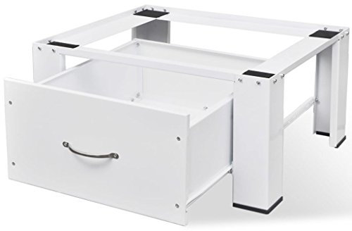 Tidyard Meuble Machine à Laver Socle pour Machine à Laver avec Tiroir Blanc 63 x 54 x 31 cm