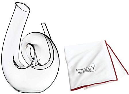 Riedel Dekanter Set Curly mit Riedel Glastuch (2011/04 S1 + 5010/07) Vorteilsset