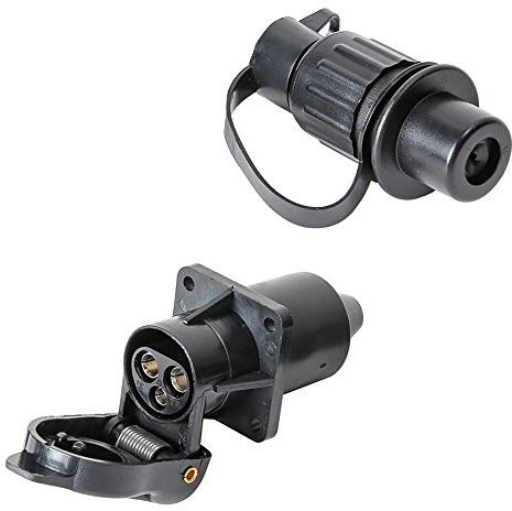 TAEUYYM Spina Rimorchio 3 Poli E Presa Rimorchio 3 Poli, 12V Spina E Presa Rimorchio 3 Poli Impermeabile Connettori Rimorchio,Spina Presa 3Poli Per Carovana RV Trattore Rimorchio(4 Punti di Montaggio)