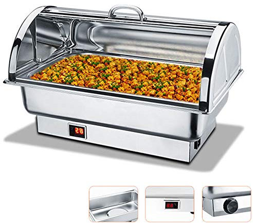Aprilhp Chafing Dish, 9L Scalda-vivande Elettrico Professionale in Acciaio Inox per Buffet, Commerciale Contenitore Termico Scalda Cibo Buffet Server - Tieni Il Cibo in Caldogn 1/1