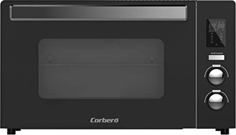 Corberó CHSG4220BDIG Horno Sobremesa, 42 L, 2000 W, Funciónes: Convección, Rustepollos, Luz Interior, Auto Menús, Control Digital, Temporizador 90 Minudos, Doble Cristal, Parrilla Cromada, Negro