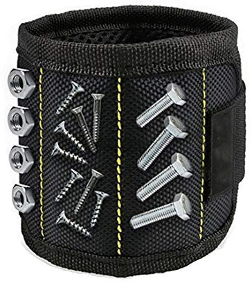 Magnetische Armband, starke Magnete Magnet-Armbänder für Holding-Werkzeuge Werkzeughalter-Beutel, Schrauben, Nägel, Schrauben, bestes Werkzeug-Geschenk für DIY Handyman (Schwarz 2 Stück)