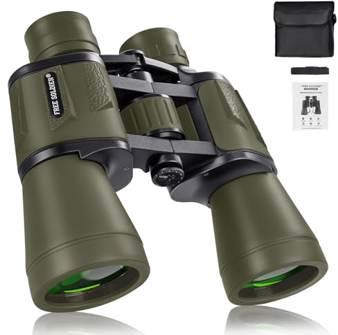 Jagdfernglas für Erwachsene, 20 x 50, mit Nachtsicht bei schwachem Licht, 28 mm großes Okular, professionelles, wasserdichtes Fernglas für Vogelbeobachtung, Wandern, mit BAK4-Prisma-FMC-Linse, grün
