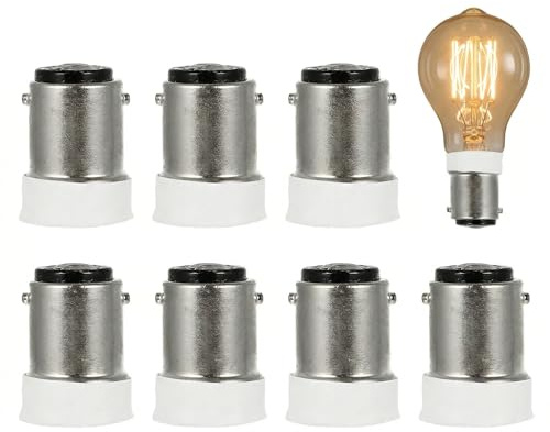 DOITOOL 8Pcs B15 to E14 Bulb Converter - LED USE ONLY Fire-Retardant Lamp Holder Adapter - Small Bayonet SBC to Edison Screw S-ES Light Socket Base Extender Fitting for Ceiling Fixture