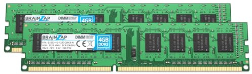 BRAINZAP Memoria RAM DDR3 de 8 GB (2 x 4 GB), DIMM PC3-10600U, 2Rx8, 1333 MHz, 1,5 V, CL9