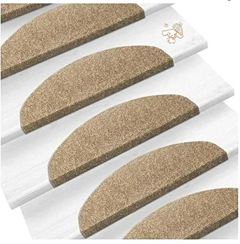 Autocollant - Tapis d'escalier pour intérieur,Lot de 15 Marchettes d'escalier Antidérapant Autocollante Moquette de marches Tapis de Protection d'escalier de Non-glissière,65*21*4cm(marron (15))
