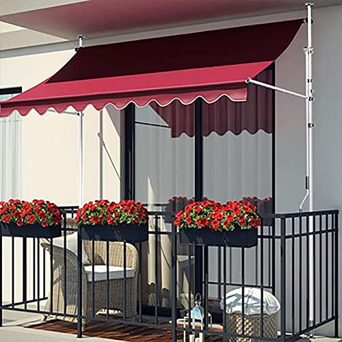 Einziehbare Markisen Wasserdichtes Klemmmarkise, Markise Balkon Ohne Bohren, Sonnenschutz für Türen, Hof, Veranda (Color : Red-B, Size : 3m)