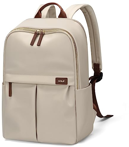 GOLF SUPAGS Sac à Dos Pour Ordinateur Portable Pour Femme, Résistant à L'eau, Convient Aux Sacs de Travail de Voyage Pour Ordinateur Portable de 15,6 Pouces (Abricot)