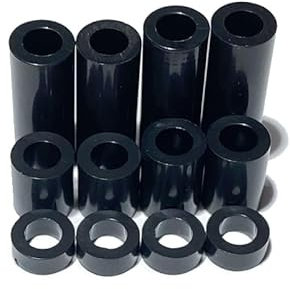 AHSKY 20/50 Stück M3 M4 M5 M6 M8 Schwarzes ABS-Nylon-Kunststoff-Abstandshalter ohne Gewinde runder hohler Abstandshalter for Leiterplatten-Abstandshalter (Color : Black ABS Spacer, Size : M4X6 50PCS)
