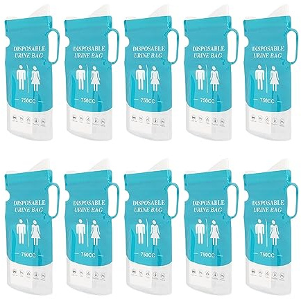 Einweg-Urinbeutel – 10 Stück 750 Ml Notfall-Urinbeutel, Tragbare Toilette für Erwachsene Beim Camping, Anti-Sicker-Verfestigungs-Urin, Universelle Urinflasche