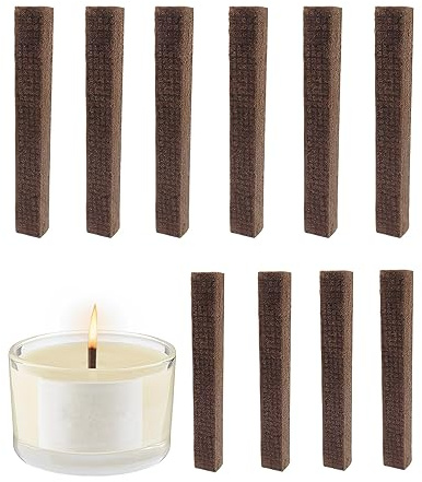Dauerdocht Für Wachsfresser, 10 Stück DIY Ersatzdocht Kerzendocht Schmelzfeuers Für Kerzenreste Outdoor Dauerhaft Kerzendocht DIY Kerzenfresser Dauerdocht Holzfaser Für Outdoor Kerzen (10×10×90㎜)