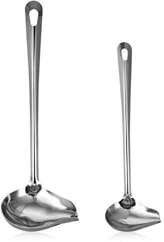 2 PCS Stainless Steel Sauce Drizzle Spoon with Spout, Sauce Ladle with Pour Spout, Stainless Steel Sauce Spoons