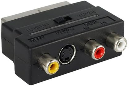TopHomer Adaptador, euroconector macho a 3 RCA hembra, adaptador S-Video, caja convertidora conmutable para TV, VCRs y DVD (negro)