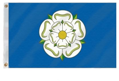 Flagmax Yorkshire Flag 5ft x 3ft (150cm x 90cm) - Durable British Flags with Eyelets Featuring the White Rose of Yorkshire Flag Design for Indoor and Outdoor Display