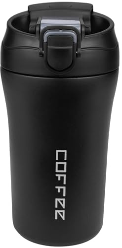 Disoza 460 ml Nero Tazza Termica Tazza Termica da Viaggio Bicchiere Termico con Cannuccia Caffè Piccolo Tazza Caffe Bicchiere Portatile Tazza da Viaggio Bicchiere da Viaggio