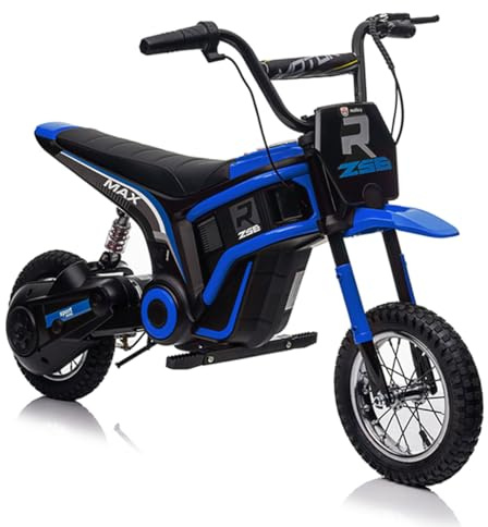 BabyCoches - Moto Eléctrica Niños, Motocicleta Eléctrica con Motor de 300 W, Neumático de 12'', Moto Cross para niños hasta 12 años, Vehículo eléctrico para niños con batería. (Azul)