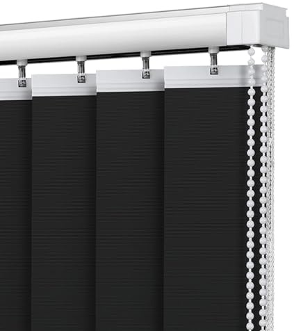 XINGWANGG Lamellenvorhang Schwarz Komplettset Vertikaljalousie Vertikalanlage Schiebevorhang Raumverdunkelnd Lichtdurchlässig Tür Fenster Lamellen Rollo,Breite x Höhe (90cm x 120cm)