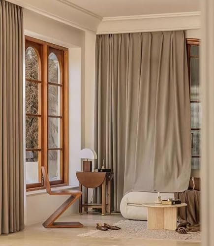 Daesar Verdunkelungsvorhang Haken 132x214CM, Vorhänge Blickdicht 2er Set Modern Einfach Braun Vorhänge Gardinen Fenster Schlafzimmer Wohnzimmer