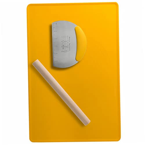 LABRIMP 1set Utensili Da Cucina Per Impasto Mattarello Raschietto e Tappetino Antiscivolo Per Pane e Dolci Gadget Da Forno Resistente e Facile