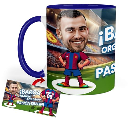 Anak Anak Tazas desayuno Futbol - Taza personalizada con caricatura y nombre - Tazas originales para regalar fanáticos futbol - Taza de futbol Español - Tazas de cafe 350 ML - Regalos (Barcelona)