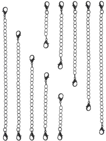 PATIKIL 2/3/4/5/6 Inch Necklace Extender, 10 Pack Necklace Clasps Chain Extenders Extension for Necklaces Bracelet Jewelry Making, Black