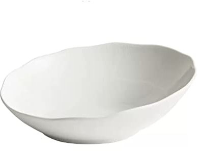 ULTRAWAVE Cuencos para Cocina Ensaladera Oblicua Plato de Verduras y Frutas Tazón de Postre de cerámica Grande Vajilla Blanca Juego de Dos Piezas Ensaladera(L)