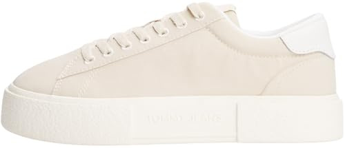 Tommy Jeans Donna Sneakers con Suola Alta con Plateau, Avorio (Newsprint), 37