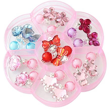 HOOTNEE 7paare Cartoon-ohrclips Für Kleine Mädchen Ohrhänger-accessoires Acryl-schmuckclips Lustiges Design Partygeschenke Kostüm-ohrringe Mit Box