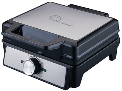 LITTLE BALANCE 8816 Power Gaufres 1600, Gaufrier électrique, Plaques anti adhésives, Sans PFAS, Véritable gaufre liégeoise, épaisse, moelleuse et croustillante, Poignée froide, 1600 W, Noir