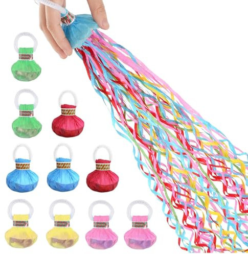 10 pezzi di lancio stelle filanti bomba a mano per lanciare streamer party coriandoli stelle filanti cannone Capodanno nastri manuali per compleanni, matrimoni, Natale, Carnevale