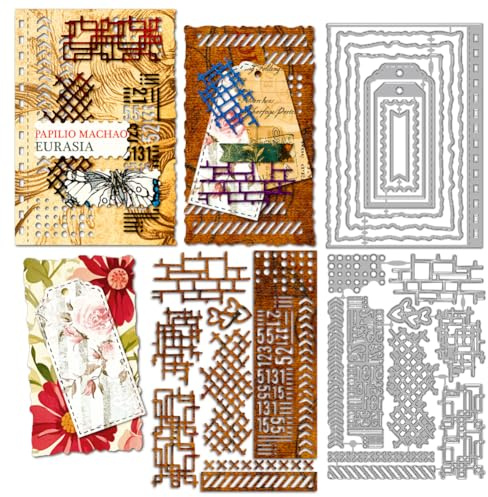 MAYJOYDIY Matrices de Découpe en Métal pour Bordures en Papier Déchiré Étiquettes Gaufrage Arrière Plan Gabarit de Découpe Numérique Moule pour Scrapbooking Artisanat Carte D'Anniversaire Cadeau Décor