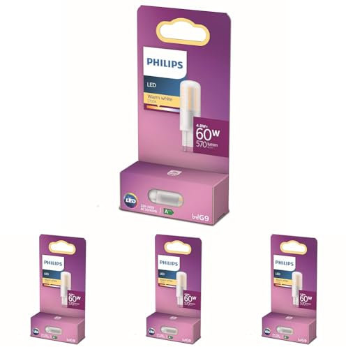Philips LED Premium Light Capsule Spot [G9 Socket] 4.8W - 60W Equivalent, Warm White (2700K), Non-Dimmable (Pack of 4)