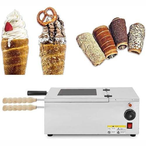 BOOZXCV 1500W Kommerzieller Schornsteinkuchen-Maschinenofen, elektrischer Kegelschornstein-Brotbrötchenhersteller mit 2 Backrollen, für das Restaurant