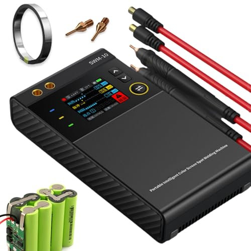 Saldatrice a punti a batteria SWM-10, saldatrice portatile senza fili, display LCD da 1,8'' e batteria da 5000 mAh for progetti di saldatura fai da te, for ferro nichelato e acciaio inossidabile (spes