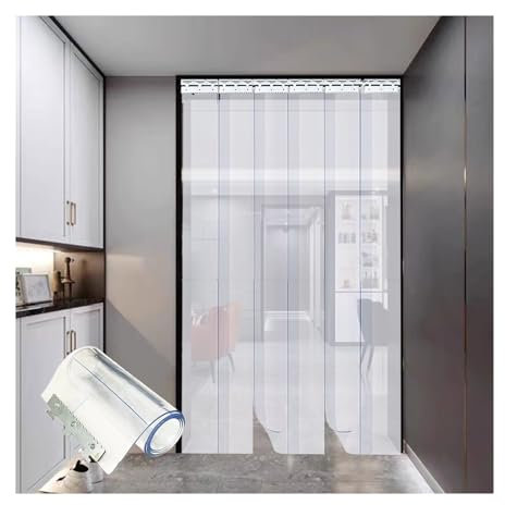 LGJEGD Transparente PVC-Vorhänge, 1 mm Dicker Türvorhang aus Kunststoffstreifen, Vinyl-Gefriervorhang (90x220cm/35.43x86.61in)