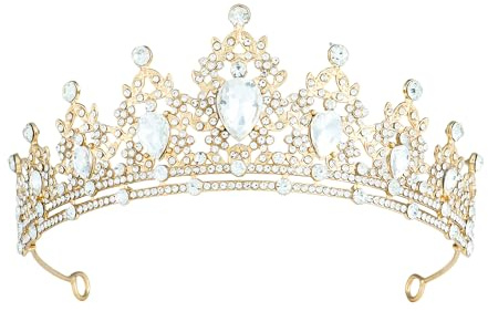 Kristall Hochzeit Tiara Krone mit Strasssteinen Prinzessin Diadem für Geburtstag Kristall Strass Metalllegierung Strasssteine Damen Braut Haarschmuck (Goldene Strauchzweig-Krone)