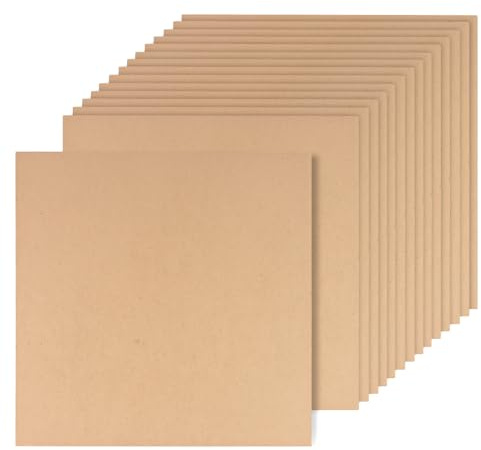 HONYUET Tableros de madera MDF de 3 mm, 16 piezas, hojas cuadradas de MDF de 30 x 30 cm para grabar, pintar y modelar