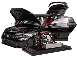 ZHRDWE Copie Fidèle l'Origine Modèle Réduit Voiture Métal Moulé sous Pression pour MH Civic Type R FL5 L'échelle 1/18 - Conception Spéciale Grand Format Maquette Voiture(Noir)