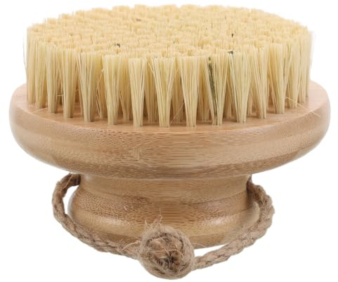 Healeved Cepillo corporal seco de bambú con cerdas de sisal, depurador de espalda de ducha de mano para exfoliar y eliminar piel muerta, masaje para mujeres y hombres.