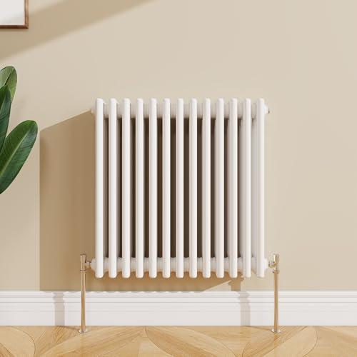 SLINE SANITARY 600x605mm Cast Iron Style Traditional 2 Column Horizontal White Central Heating Radiator
