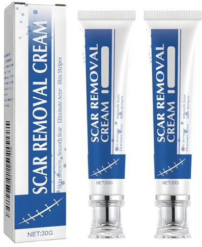 2PCS Silicone Gel for Scars Scar Cream Advanced Scar Removal Cream Reduces The Appearance of Both Old and New Scars from Burns Stretch Marks Injury Acne Keloid C-Section and More, 30 Grams