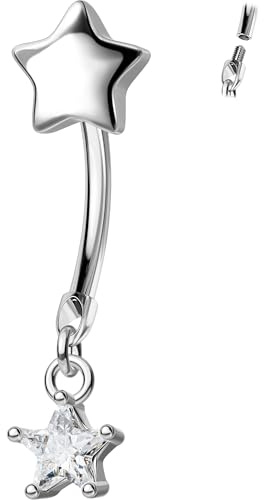 OUFER Body Piercing 14G Belly Bars 316L rostfritt stål Navel Piercing Smycken Internally Belly Button Ring Piercingar Dangle Navel Bars kvinnor 1,6 mm Curved Barbell Body Jewelry